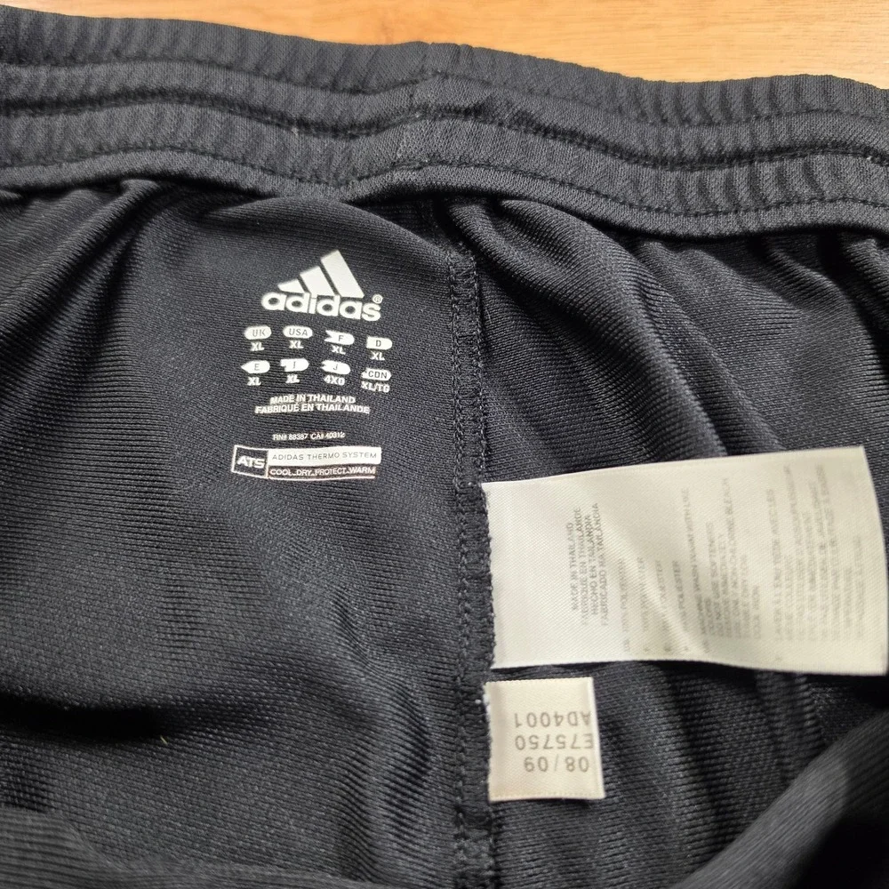 Vintage Adidas Track Pants Men XL Black 3-Stripe Athletic Baggy Straight Leg Y2k
